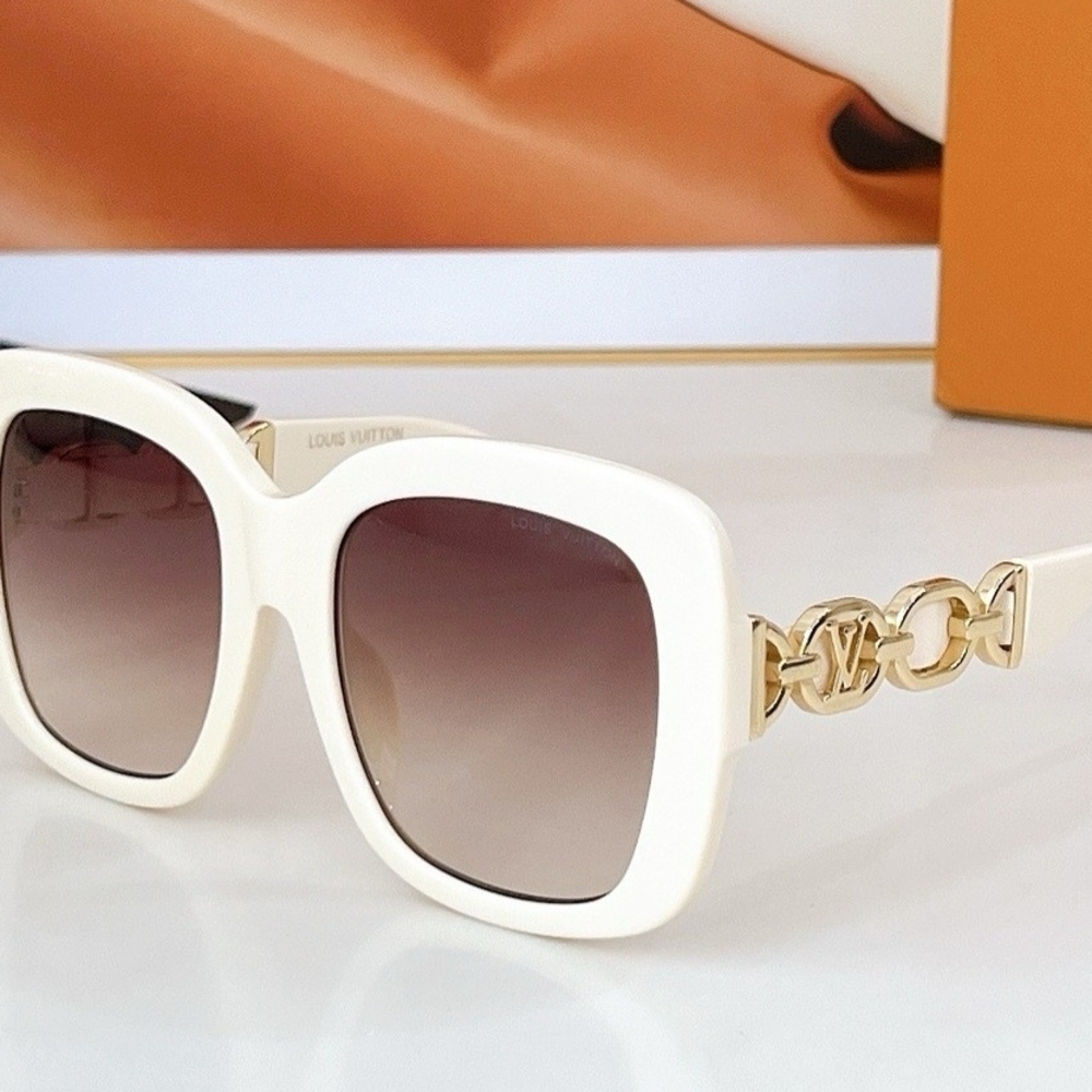 Louis Vuitton White and Gold Sunglasses